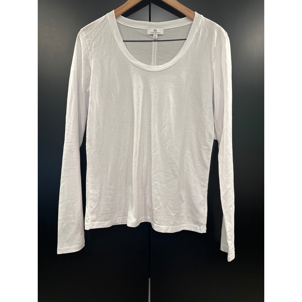 AG Adriano Goldschmied Womens White Long Sleeve Scoop Neck Tee ASWT Size S NWT